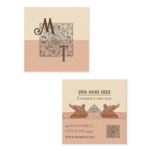 Sphinx renaissance baroque beige square business card