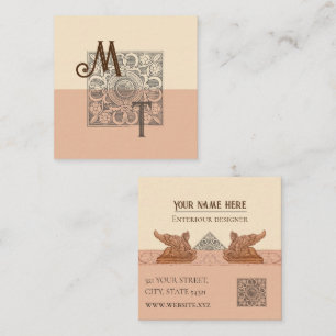 Sphinx renaissance baroque beige square business card