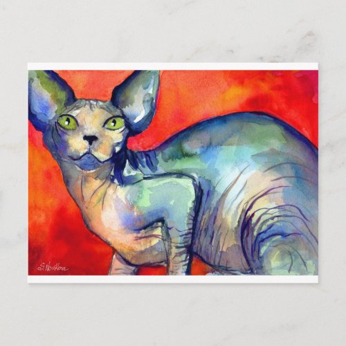 Sphinx sphynx cat 6 painting postcard