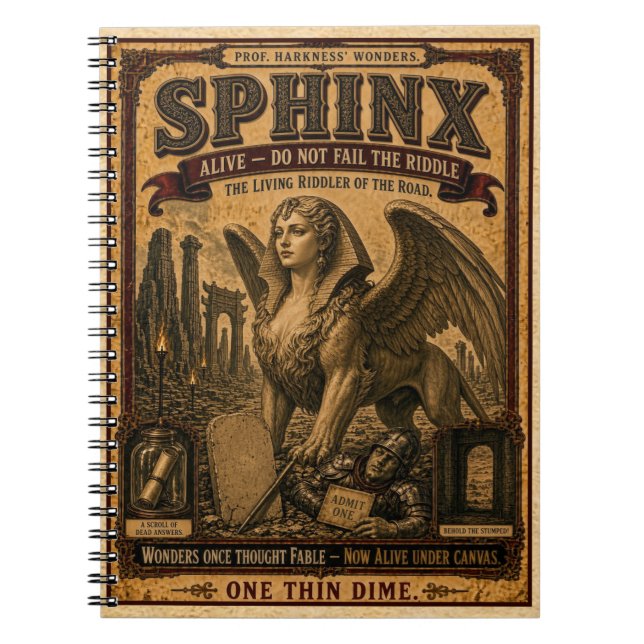 Sphinx, Vintage Circus Monster Notebook (Front)