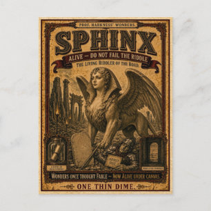 Sphinx, Vintage Circus Monster Postcard
