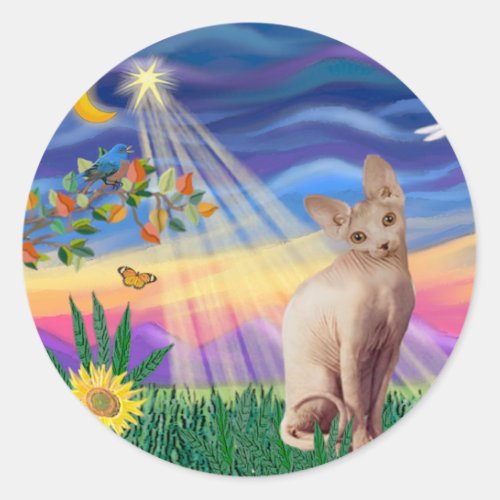 Sphynx Cat 1 _ Twilight Classic Round Sticker