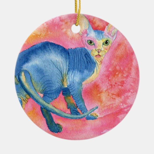 Sphynx Cat 7 Ceramic Ornament (Front)