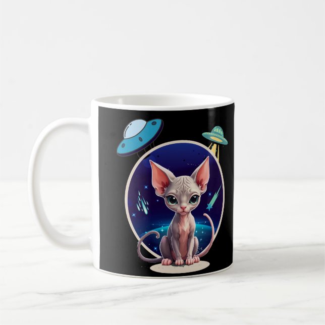 sphynx cat alien coffee mug (Left)