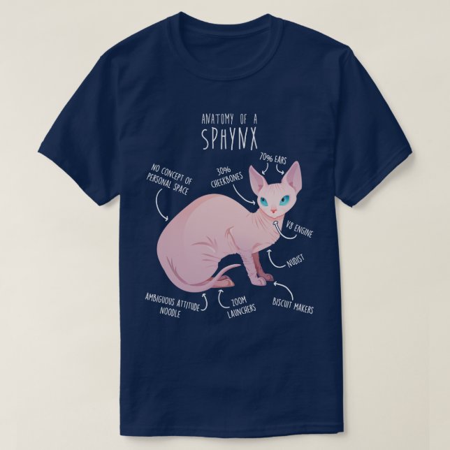 Sphynx Cat Anatomy T-Shirt (Design Front)