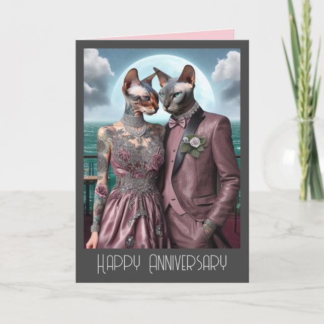Sphynx Cat Anniversary Card | Purrrfect Together (Front)