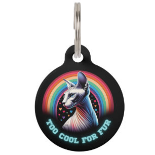 Sphynx Cat Art Funny Too Cool Pet ID Tag