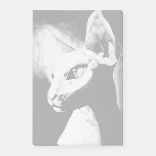 Sphynx Cat Black White Kitty Animal Portrait Art Post_it Notes