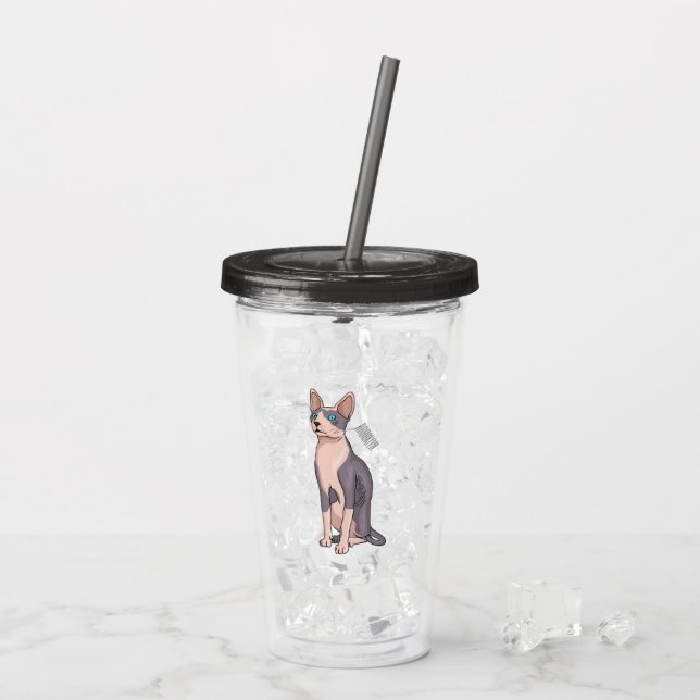Sphynx cat cartoon illustration  acrylic tumbler (Back Ice)