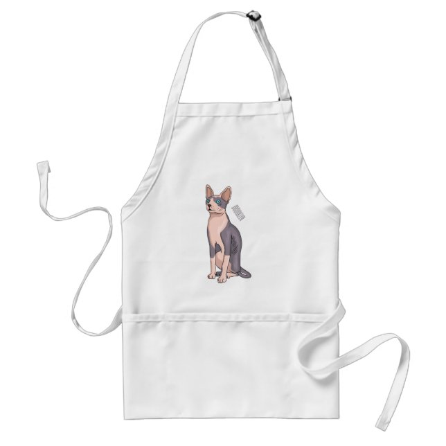 Sphynx cat cartoon illustration adult apron (Front)