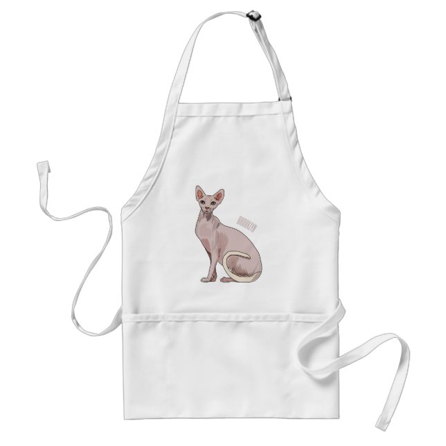 Sphynx cat cartoon illustration  adult apron (Front)
