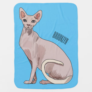 Sphynx cat cartoon illustration  baby blanket