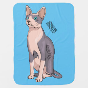 Sphynx cat cartoon illustration baby blanket