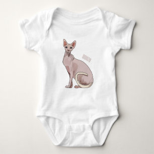 Sphynx cat cartoon illustration baby bodysuit