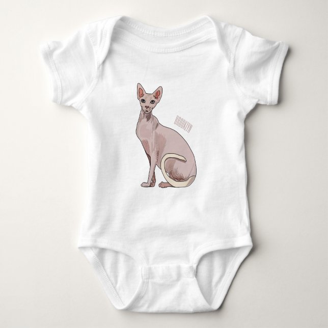 Sphynx cat cartoon illustration  baby bodysuit (Front)