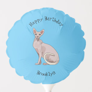 Sphynx cat cartoon illustration balloon