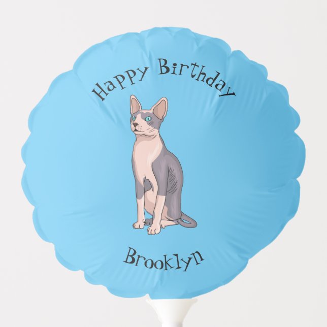 Sphynx cat cartoon illustration  balloon (Front)