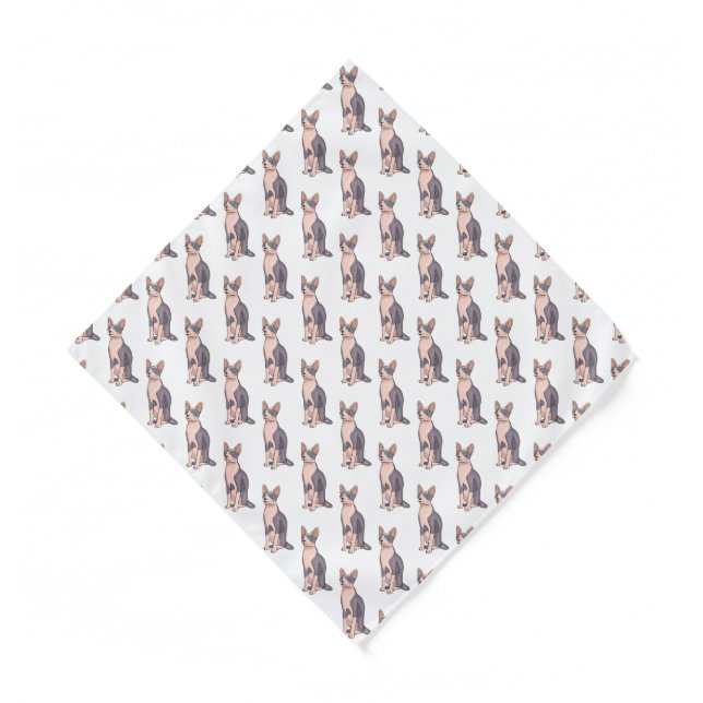 Sphynx cat cartoon illustration  bandana (Front)