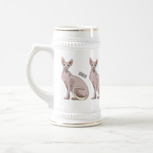Sphynx cat cartoon illustration beer stein