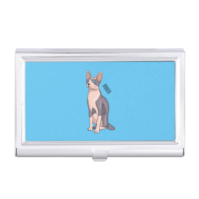 Sphynx cat cartoon illustration  business card case (Front)