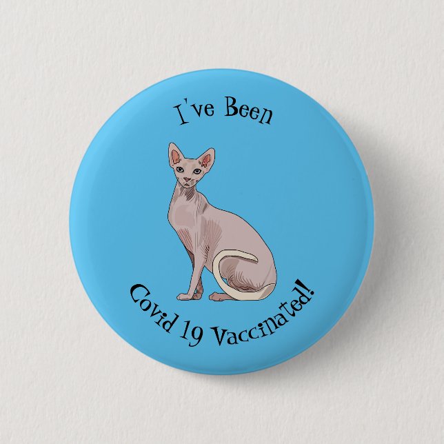 Sphynx cat cartoon illustration button (Front)