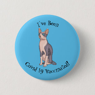 Sphynx cat cartoon illustration button