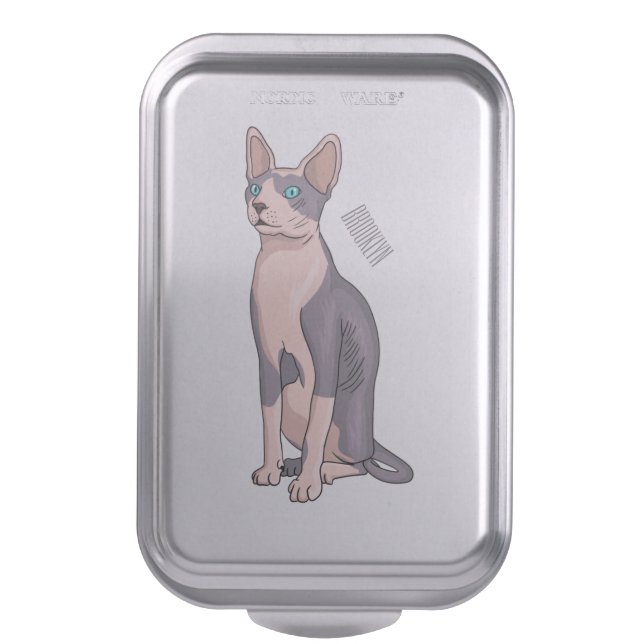 Sphynx cat cartoon illustration  cake pan (Front Vertical)