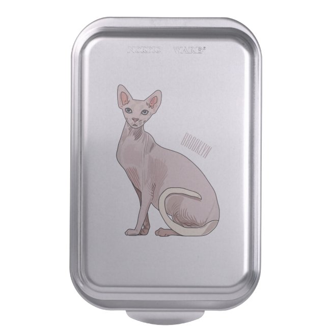 Sphynx cat cartoon illustration  cake pan (Front Vertical)