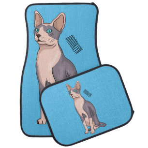 Sphynx cat cartoon illustration car floor mat