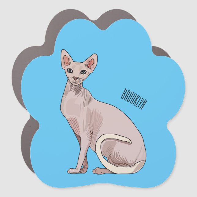 Sphynx cat cartoon illustration  car magnet (Front)