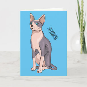 Sphynx cat cartoon illustration card