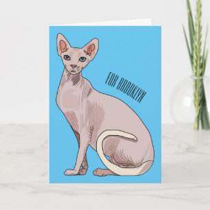 Sphynx cat cartoon illustration card