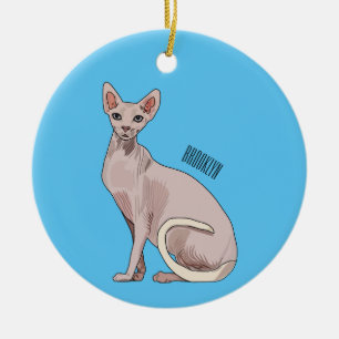 Sphynx cat cartoon illustration ceramic ornament