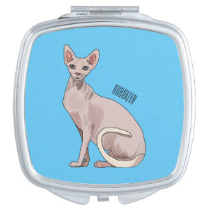 Sphynx cat cartoon illustration  compact mirror