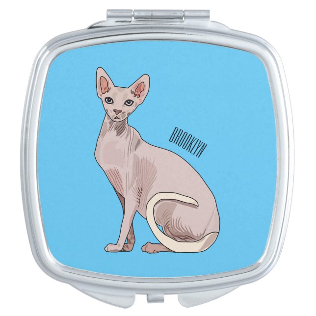 Sphynx cat cartoon illustration  compact mirror (Front)
