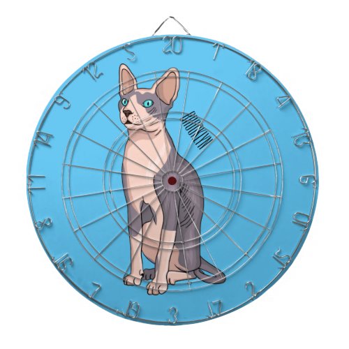 Sphynx cat cartoon illustration  dart board