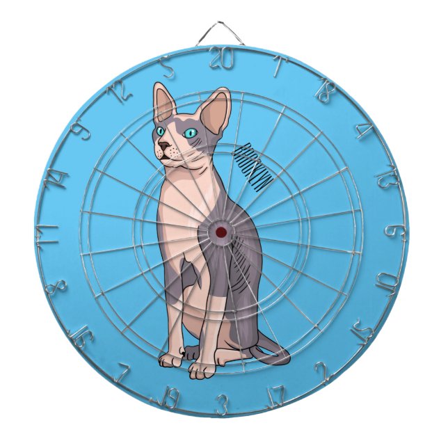 Sphynx cat cartoon illustration  dart board (Front)