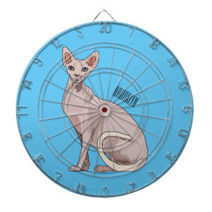 Sphynx cat cartoon illustration  dart board