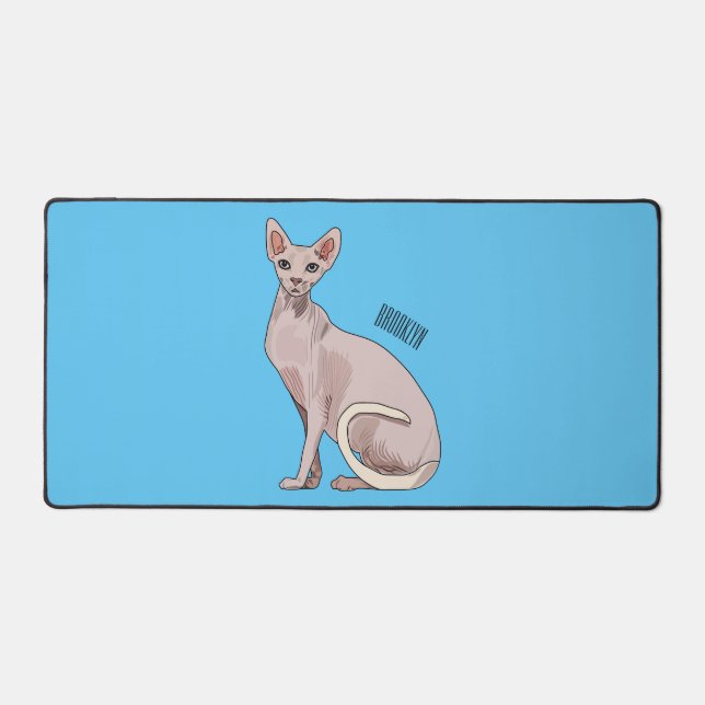Sphynx cat cartoon illustration  desk mat (Front)
