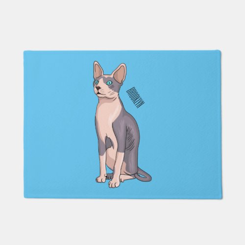 Sphynx cat cartoon illustration doormat