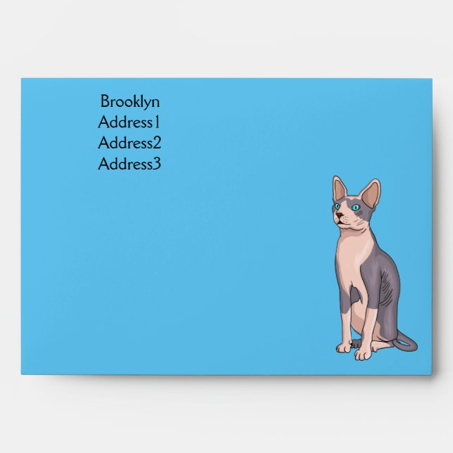 Sphynx cat cartoon illustration envelope (Front)