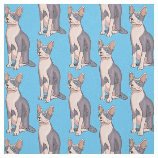 Sphynx cat cartoon illustration fabric