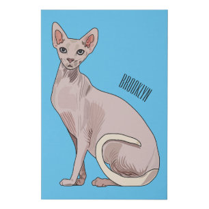 Sphynx cat cartoon illustration  faux canvas print