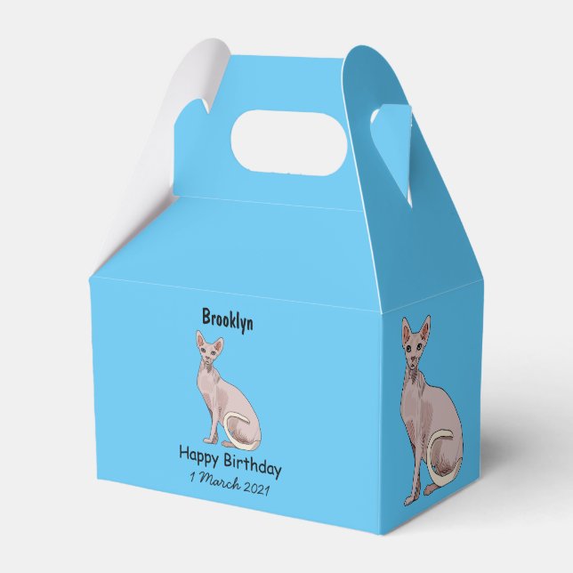 Sphynx cat cartoon illustration favor boxes (Front Side)