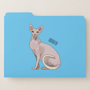 Sphynx cat cartoon illustration  file folder
