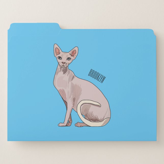 Sphynx cat cartoon illustration  file folder (Front Left)