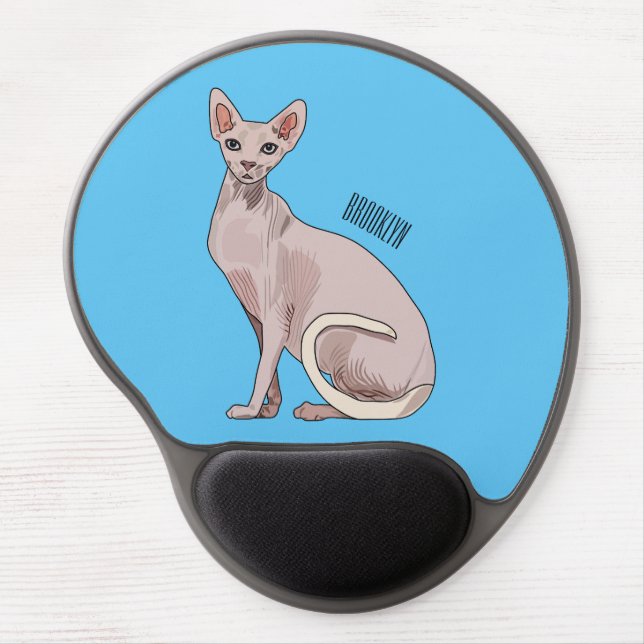 Sphynx cat cartoon illustration  gel mouse pad (Front)