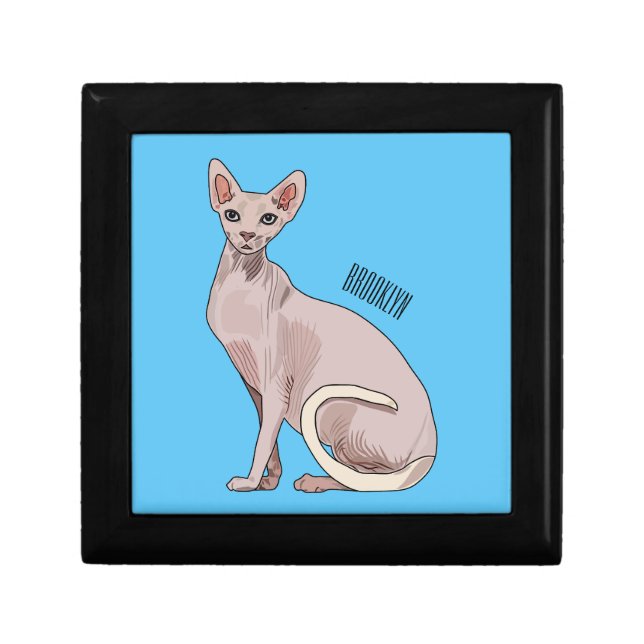 Sphynx cat cartoon illustration  gift box (Front)