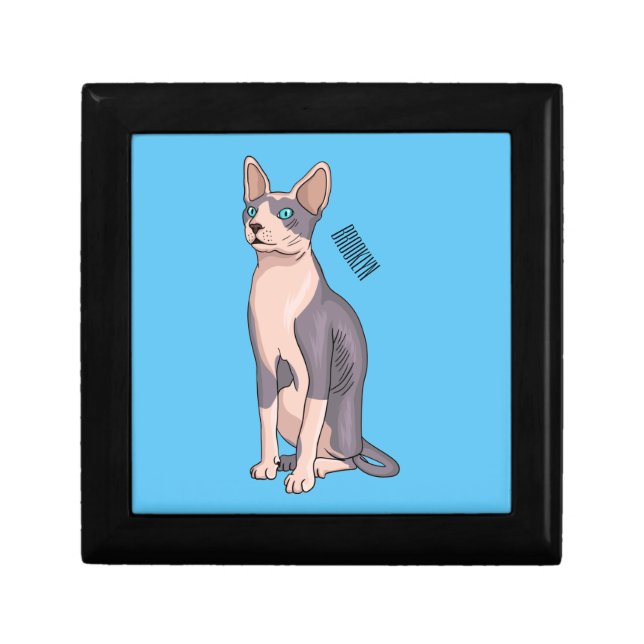 Sphynx cat cartoon illustration gift box (Front)