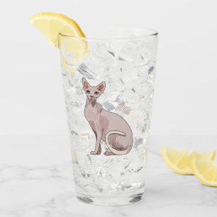 Sphynx cat cartoon illustration glass